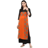 Blended Cotton Printed Kurta Top In Orange