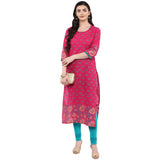 Blended Cotton Printed Kurta Top In Pink