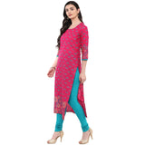 Blended Cotton Printed Kurta Top In Pink