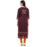 Blended Cotton Printed Kurta Top In Brown