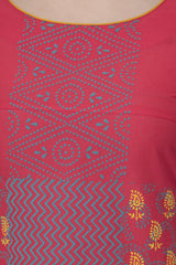 Blended Cotton Block Prints Kurta Top In Pink