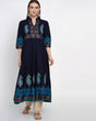 Buy Blended Cotton Block Print Anarkali Kurta In Blue