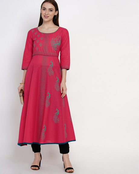 Pink Anarkali Kurti For Women