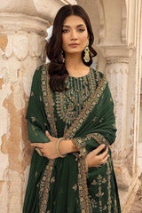 Green Floral Embroidered With Sequins Georgette Salwar Suit Set