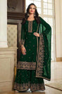 Buy Green Embellished With Embroidered Georgette Sharara Suit Set Online - KARMAPLACE