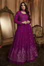 Buy Purple Colored  Embroidered Georgette Anarkali suit Set Online - KARMAPLACE