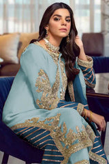 Sky Embroidered With Embellished Georgette Pant Suit Set