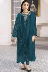 Buy Aqua Blue Georgette Embroidered Pakistani Suit Online