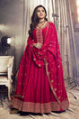 Buy Rani Pink Art Silk Embroidered Anarkali Suit Set Online