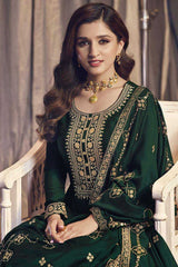 Buy Green Art Silk Embroidered Anarkali Suit Set Online - Back