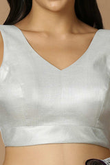 Silver Silk Sleeveless Padded Blouse