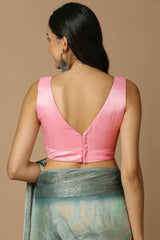 Pink Silk Sleeveless Padded Blouse