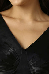 Black Silk Sleeveless Padded Blouse