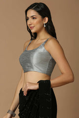 Silver Silk Sleeveless Padded Blouse