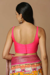 Magenta Silk Sleeveless Padded Blouse