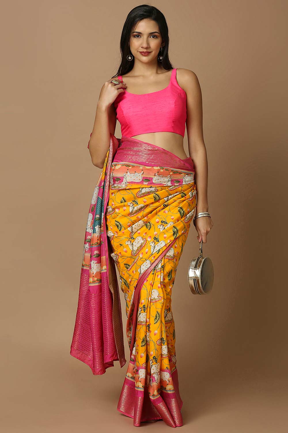 Magenta Silk Sleeveless Padded Blouse