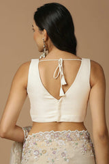 White Silk Sleeveless Padded Blouse