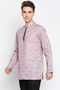 Buy Men's Cotton Textured Short Kurta in Magenta Online