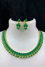 Buy Women's Brass Chokar Necklace Set in Green Online