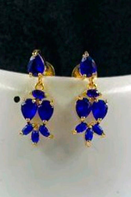 Buy Women's Brass Chokar Necklace Set in Blue Online - Zoom In