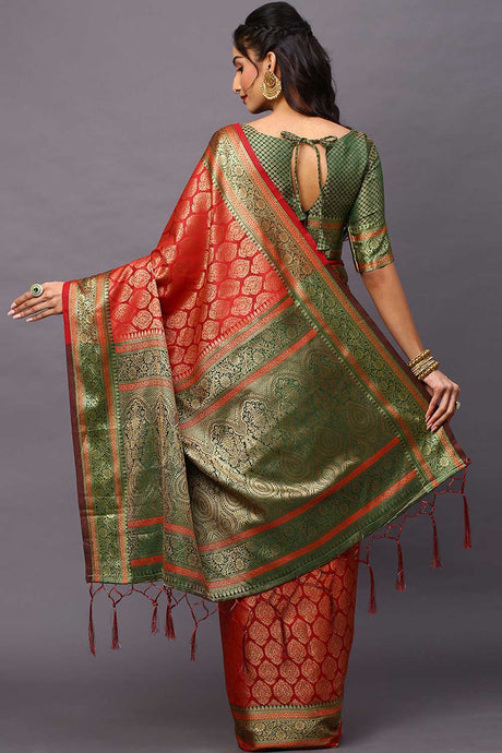 Blended Silk Bagh Saree In Maroon