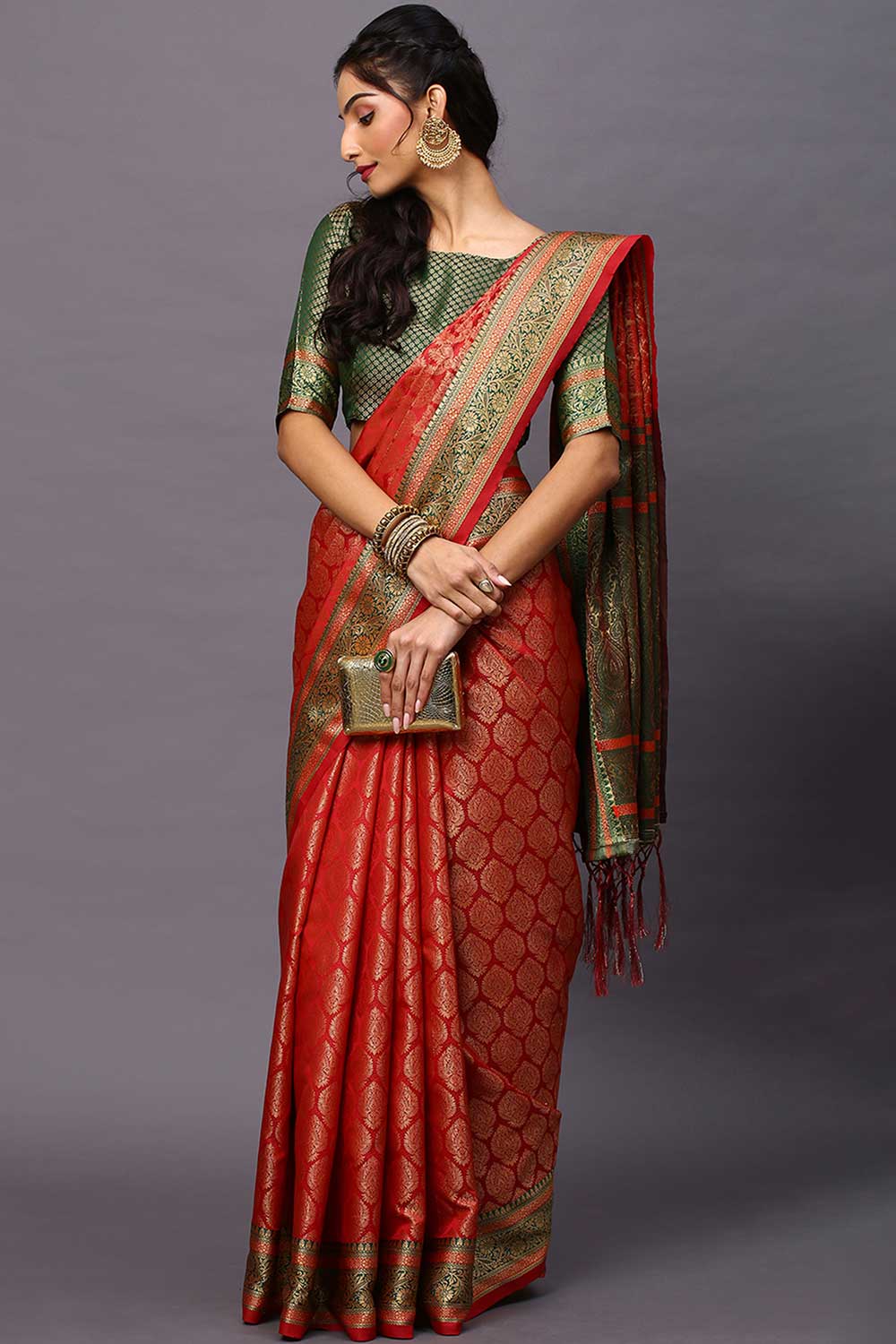 Blended Silk Bagh Saree In Maroon