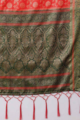 Blended Silk Paisley Saree In Red