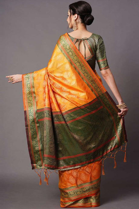 Blended Silk Bagh Saree In Yellow