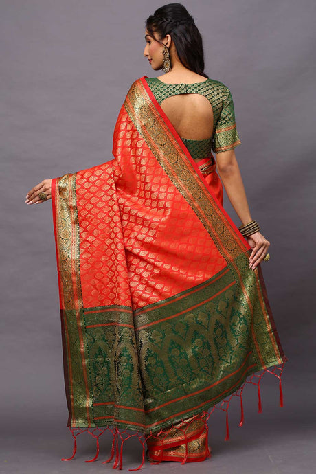 Blended Silk Bagh Saree In Red