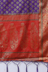 Blended Silk Batik Saree In Purple