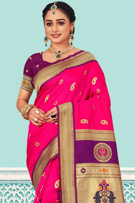 Pink Paithani Art Silk Saree