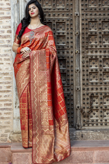 Buy Banarasi Art Silk Woven Saree In Red