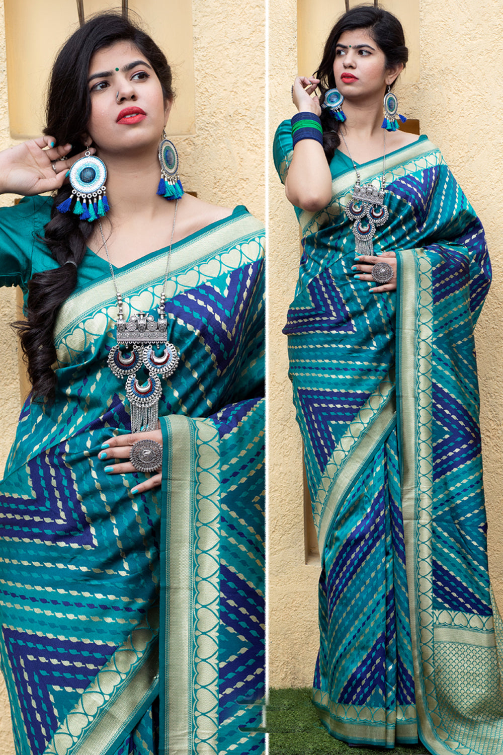 Shop Sky Blue Woven Saree Online Shopping