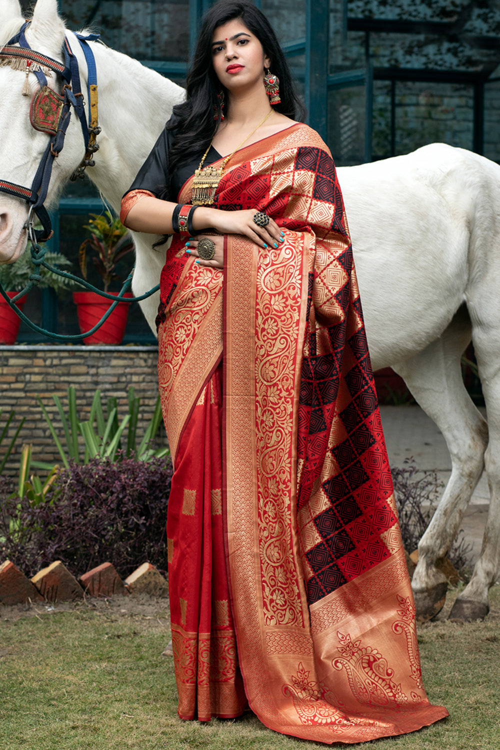 Buy Banarasi Art Silk Woven Saree In Maroon