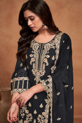 Black Chiffon Embroidered Salwar Kameez