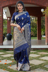 Buy Banarasi Art Silk Woven Saree In Royal Blue