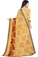 Buy Georgette Floral Printed Saree in Beige Online - Side