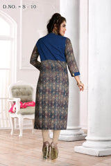 Cotton Printed Kurta Top In Blue