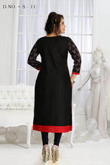 Cotton Printed Kurta Top In Black