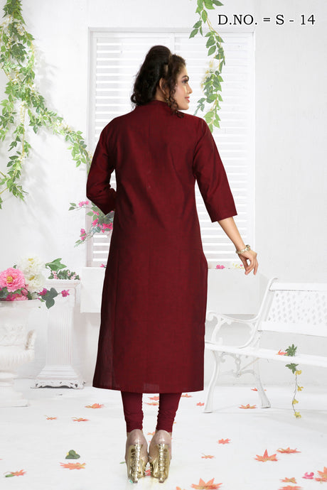 Cotton Pintex Kurta Top In Maroon