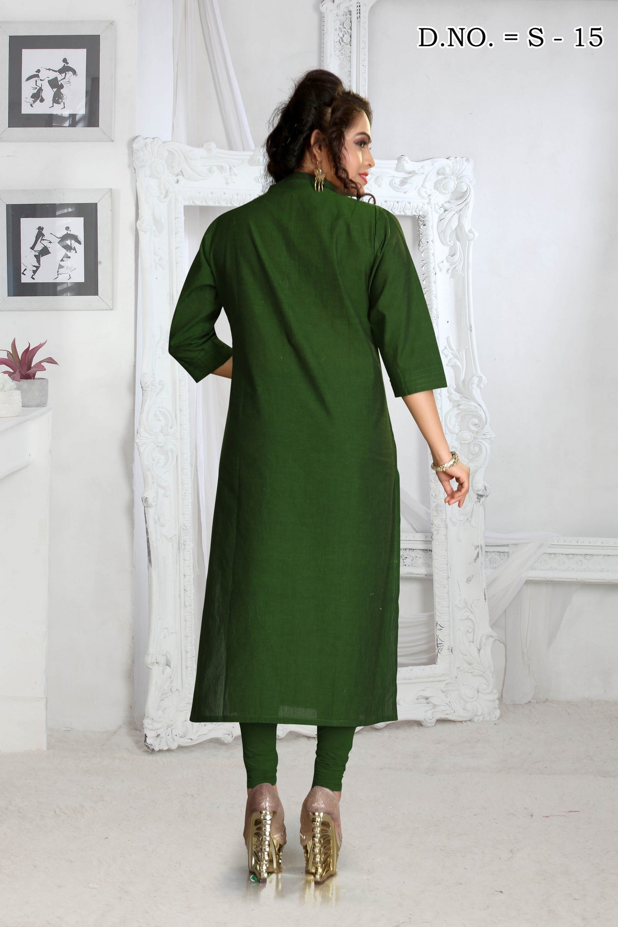 Cotton Pintex Kurta Top In Green