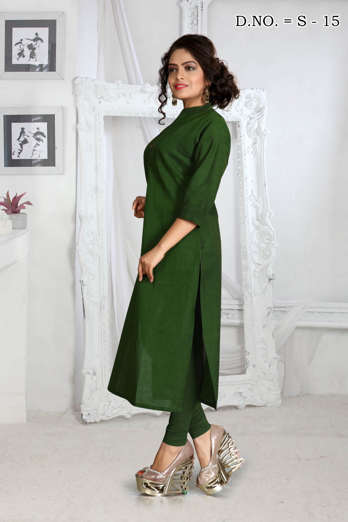 Cotton Pintex Kurta Top In Green