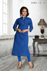 Cotton Pintex Kurta Top In Blue