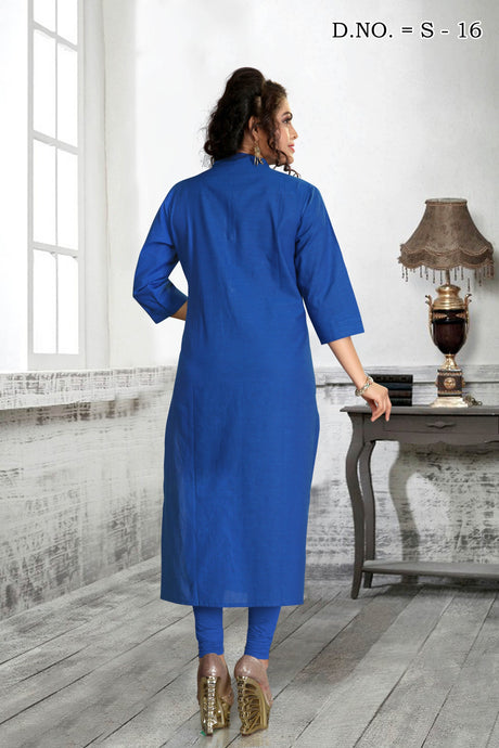 Cotton Pintex Kurta Top In Blue