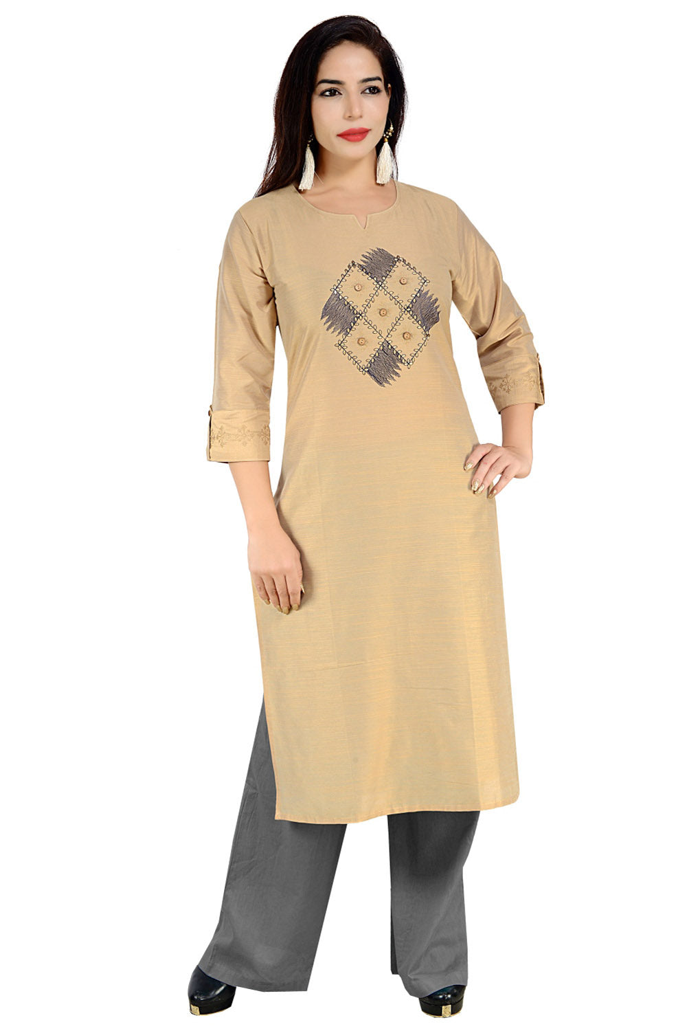 Atool Art Silk Kurti in Beige