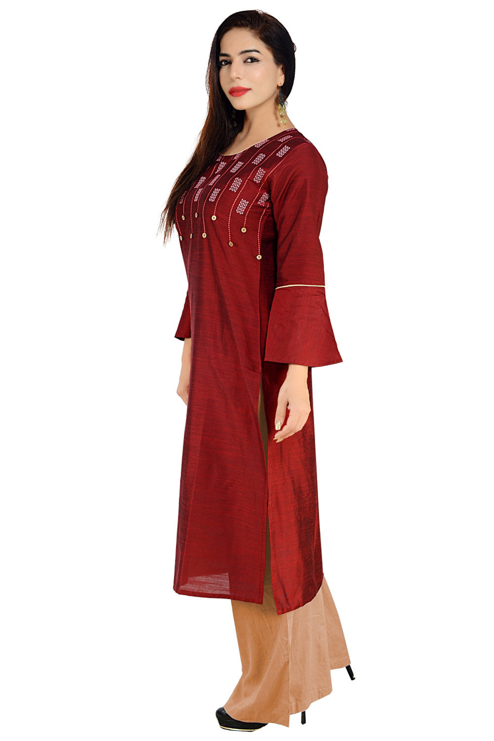 Art Silk Kurti In Maroon