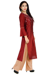 Art Silk Kurti In Maroon