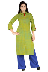 Atool Handloom Cotton Printed Kurti in Green