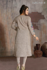 Cotton Printed Kurta Top In Brown