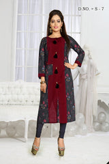 Cotton Printed Kurta Top In Red